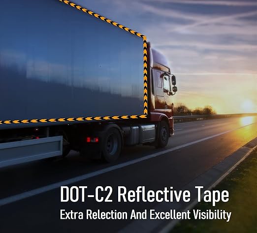 2 Inch X 100 Feet Black Yellow Arrow Reflective Hazard Safety Warning Caution Tape, Reflector Industrial Marking Tape for Trailers Vehicles Stairs Steps Floor Boats Outdoor Waterproof