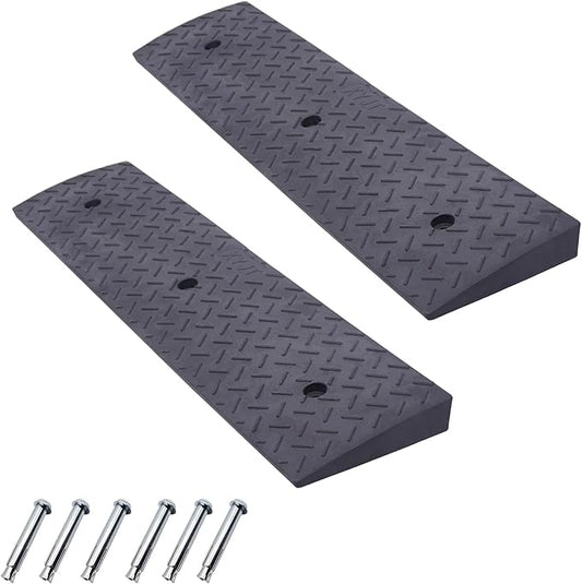 2 Pack 3.5'' Rise Rubber Curb Ramp Heavy Duty Loading Rubber Curb Ramps 3 Tons Driveway Ramp Car Slope Ramp for Loading Dock Bike Vehicle Warehouse Sidewalk Wheelchair (3.5" H)