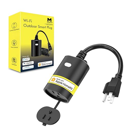 Minoston HomeKit Outdoor Smart Plug, Waterproof Wi-Fi Outlet (2.4GHz Only), Compatible with Apple Home, Siri, Alexa, Google Assistant, Smart Life App, Heavy Duty Outlet Plug, Black (MP22WH)