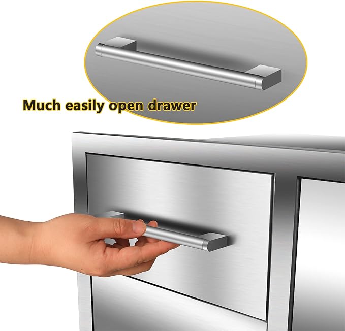 Outdoor Kitchen Drawer Combo, BBQ Access Trash Drawer Combo with Triple Stainless Steel Drawers(Left), Outdoor Kitchen for BBQ Island, Grilling Station, Outside Cabinet (28" W x 19.6“D x 20.1" H)