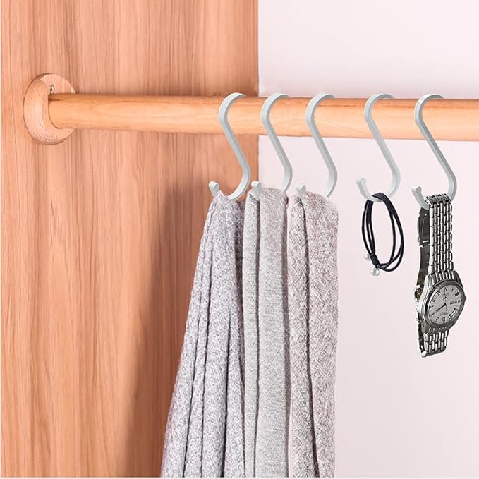 20 Pack S Hooks - White Heavy Duty S Shaped Hangers - Pan Pot Holder Rack for Hanging Pans Pots Cups Clothes Bags Towels Plants - Kitchen Bathroom Garden Office