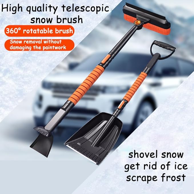 41'' Car Snow Brush and ice Scraper, Snow Shovel for car, Snow Shovel Brooms with Foam Handles 360° Swivel Brooms, Snow Shovels for Cars,Buggies, vehiclesand Trucks