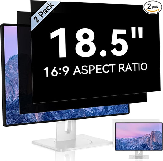 [2-Pack] 18.5 Inch Computer Privacy Screen for 16:9 Aspect Ratio Widescreen Monitor, Eye Protection Anti Glare Blue Light Computer Monitor Privacy Filter, Removable Anti-Scratch Screen Protector Film