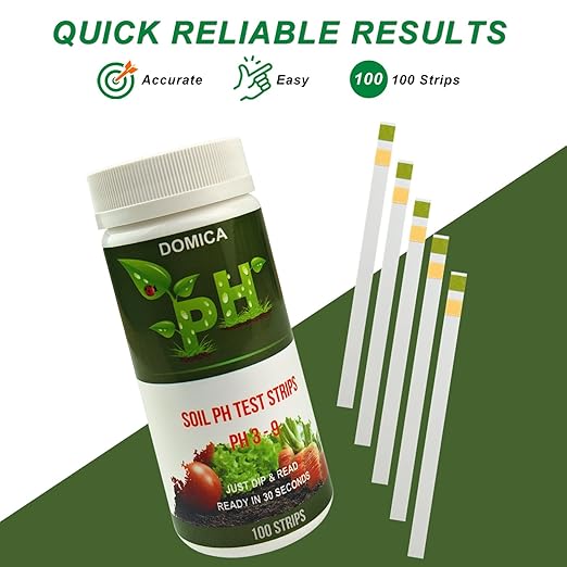Soil pH Test Kit (3-9 Range) 100 Soil pH Tester Strips, Test Soil of Garden Lawn Grass Flower Vegetable Compost Indoor and Outdoor Plants