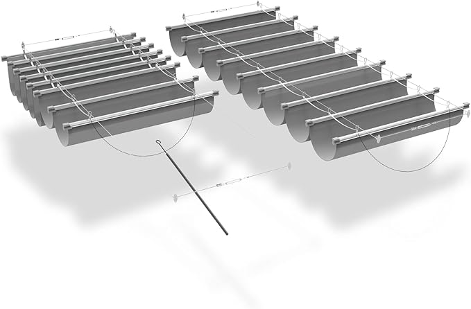ECOOPTS 7'x24' Retractable Waterproof Wave Sun Shade Canopy Pergola Cover Shade Sail Awning for Outdoor Patio Porch Garden Deck Backyard (Light Grey)