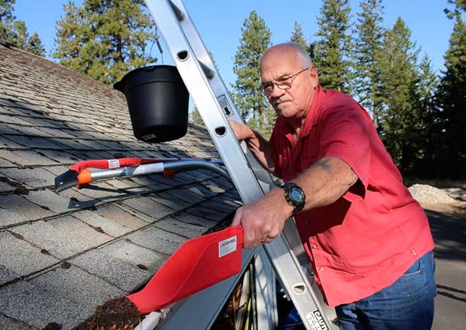 Stabilizer - Extension Ladder Stabilizer for Roof and Wall - Gutter Protector Attachment Hooks to and fits Most Ladders - Stability and Safety - Heavy Duty Ladder Standoff Tool