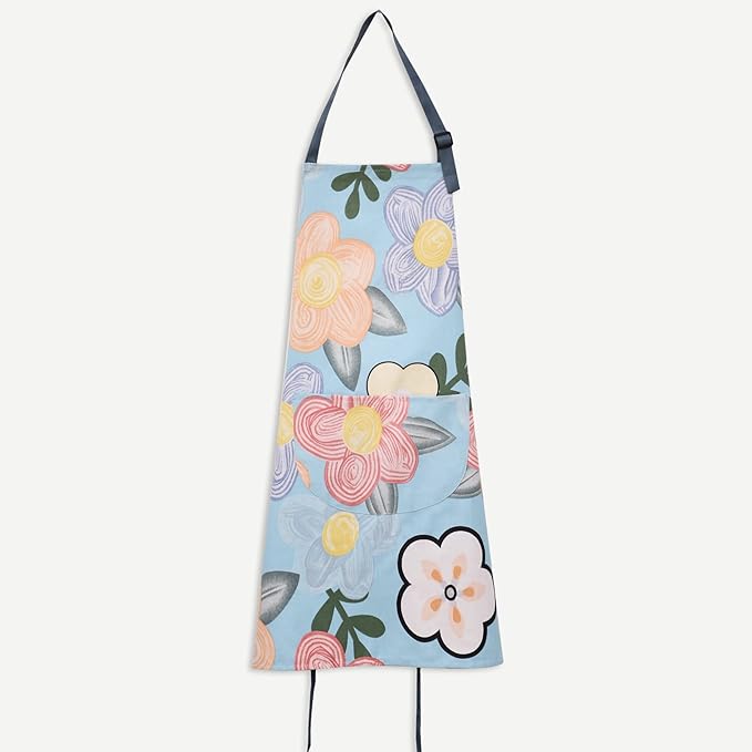 2 Pack Floral Apron for Women with Pockets, Adjustable Cotton Chef Aprons for Kitchen, Cooking, BBQ & Grill