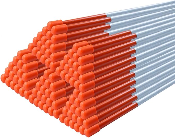 100 pcs Driveway Reflective Markers - 48 inch Snow Stakes with Highly Visible Reflective Tape, 1/4 inch Dia Snow Pole Stake for Parking, Home, Road