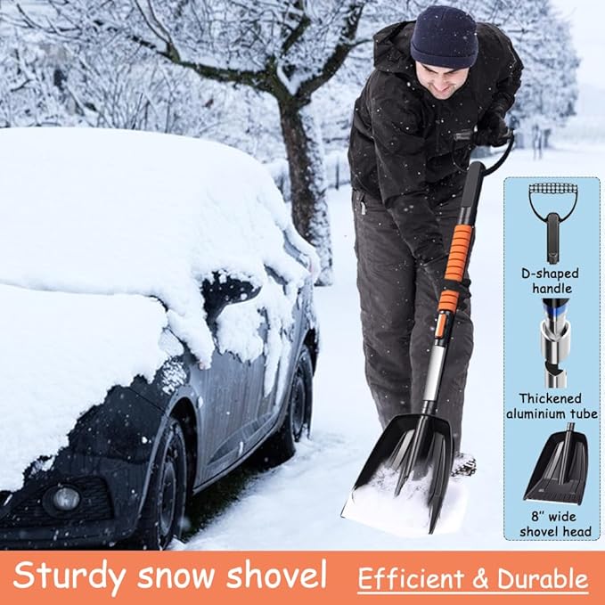 41'' Car Snow Brush and ice Scraper, Snow Shovel for car, Snow Shovel Brooms with Foam Handles 360° Swivel Brooms, Snow Shovels for Cars,Buggies, vehiclesand Trucks