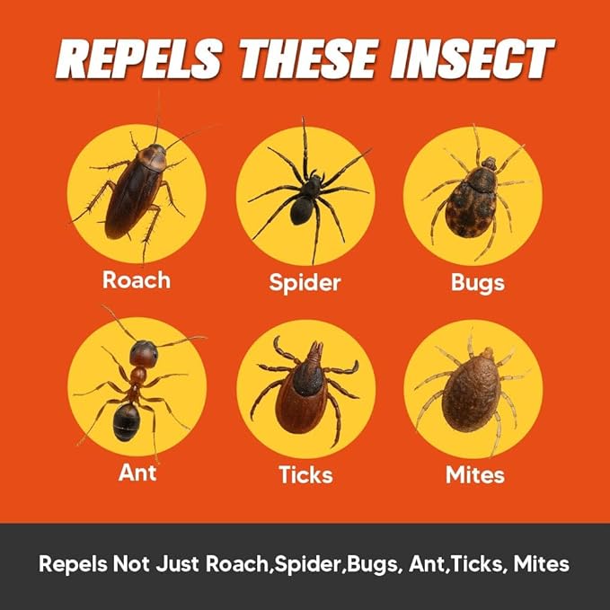 Pest Repellent, Indoor Spider Repellent, Natural Mosquito Repellent Outdoor, Bug Repellent Indoor Pet Safe, 3 Months Protection, Keep Pest Out of Home, Garden, Garage, RV, 8 Packs