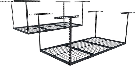FLEXIMOUNTS 2 Pack 3x6 Overhead Garage Storage Adjustable Ceiling Rack 72" Length x 36" Width x 40" Height, 900lbs Total Weight Capacity, Black