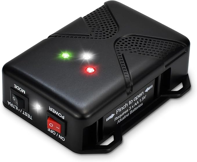 Ultrasonic Rodent Repellent for Car Engine – Battery Powered Under Hood Mouse Repeller with Flashing Strobe Light, Keeps Rats and Mice Away from Vehicle, Automobile, Truck, Garage, Attic, Barn, Shed