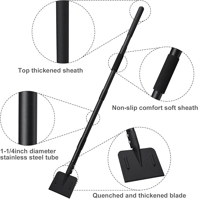 Ice Chopper, 67 Inch Tall & 1-1/4 Inch Diameter Heavy Duty Stainless Steel Ice Scraper for Driveway Garages Yards Outdoor Stairs
