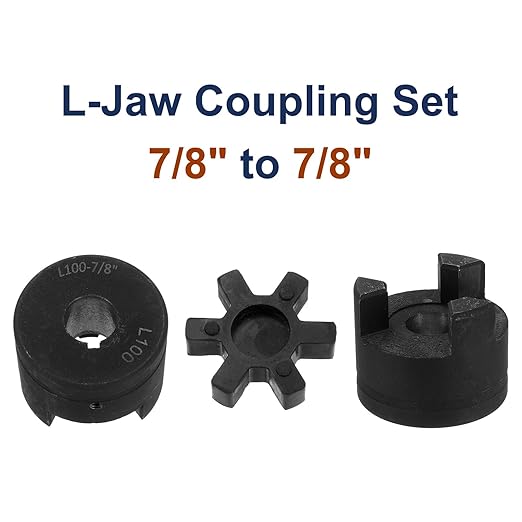 uxcell 7/8" to 7/8" L100 Flexible 3-Piece L-Jaw Coupling Coupler Set & Buna-N NBR Rubber Spider for Log Splitter Hybrid Equipment