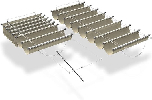 ECOOPTS 4'x34' Retractable Wave Sun Shade Canopy Pergola Cover Shade Sail Awning for Patio Porch Garden Yard Deck Outdoor (Beige)