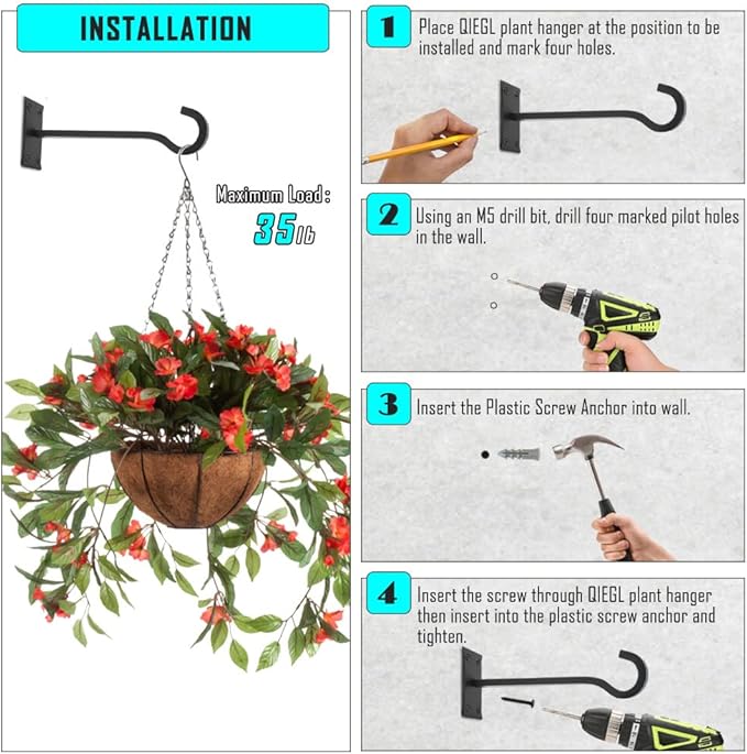 10inch Heavy Duty Plant Hangers Outdoor or Indoor Bird Feeder Hanger Shepherd Hooks 2pcs Bronze hammertone Metal Wall Hook for Hanging Plant Bracket, Lantern, Flower Basket, Wind Chimes