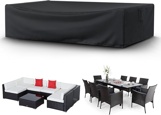 STARTWO Patio Furniture Covers Waterprpoof, Tear Resistant Rectangular Outdoor Furniture Set Cover for Table and Chairs, Outdoor Sectional Sofa Cover, 74"L x 47"W x 28"H