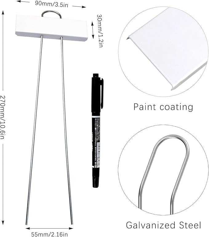 Plant Labels Metal Stainless Steel Garden Plant Markers Weatherproof Garden Stake Tag Plant Tags with Pen for Outdoor Seedling Flower Herb Vegetable Greenhouse(30 Pack) (White)