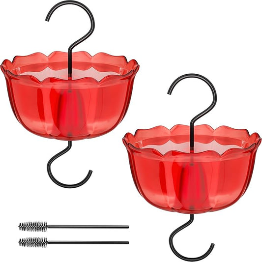 Ant Moat for Hummingbird Feeders, 6 OZ Ant Guard with Large Capacity, Against Ants Hummingbird Feeder Accessory Hooks with Brushes, 2 Pack