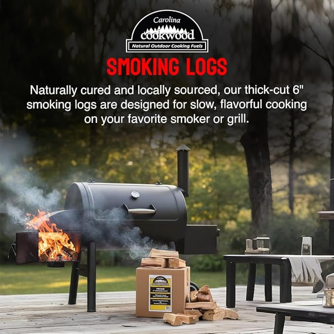Smoking Wood Mini Splits, 6-Inch Firewood Logs, Naturally-Cured Pecan Hardwood for Wood-Fired Ovens, Smokers, BBQ & Charcoal Grills, USA Made, 12-17 lbs., 800 Cubic Inches
