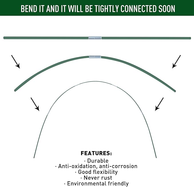 MAXPACE Greenhouse Hoops for 2.7ft or Wider Grow Tunnel, Rust-Free Fiberglass Support Hoops Frame for Garden Fabric, DIY Plant Support Garden Stakes, Gardening Supplies, 50pcs