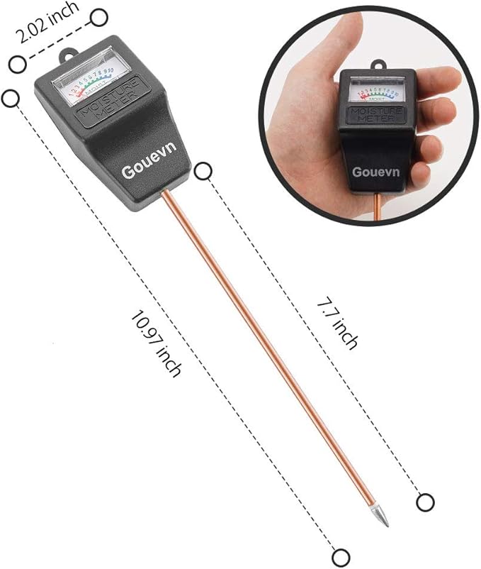 Soil Moisture Meter, Plant Moisture Meter Indoor & Outdoor, Hygrometer Moisture Sensor Soil Tester Plant Water Meter for Potted Plants Garden, No Battery Needed (Black)