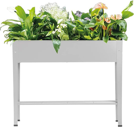 Metal Raised Garden Bed,Raised Planter Box with Legs,Herbs and Vegetables Planter Suitable for Outdoor Patio Deck and Porch (Gray)