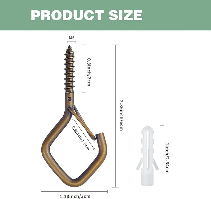 20 PCS Q-Hanger Hooks for String Lights, Ceiling Hangers for Plants & Wind Chimes, Christmas Decorations Outdoor Hooks Bronze