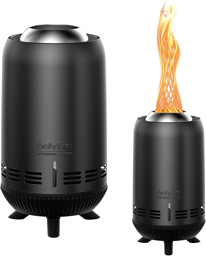 ONLYFIRE OUTDOOR LIVING 12" Tabletop Fireplace with Carrying Bag, Portable Fire Pit for Camping RV Tailgating Patio Backyard Bonfire, Smokeless Camp Stove, Stainless Steel, #FP054 Black