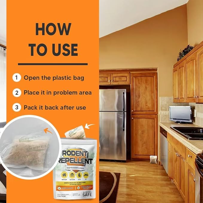 Rodent Repellent, Mouse Repellent Pouches, Mice Repellent Indoor, Mouse Deterrent Outdoor, Rat Repellent, Extra-Strength Rodent-Repelling Pouch, Peppermint to Keep Mice Away from Garage-8P