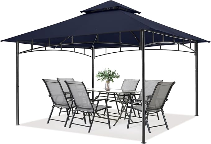 MASTERCANOPY Outdoor Garden Gazebo for Patios with Stable Steel Frame (10x12, Navy Blue)