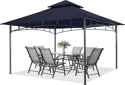 MASTERCANOPY Outdoor Garden Gazebo for Patios with Stable Steel Frame (10x12, Navy Blue)