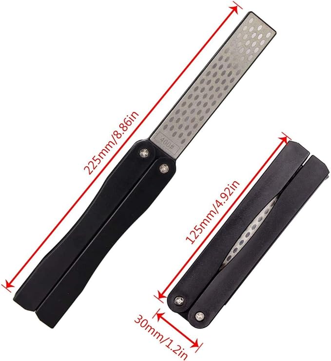 2 Pcs 400/600 Grit Portable Handheld Double Sided Sharpener Pocket Diamond Knife Sharpening Stone for Kitchen, Garden, Outdoor tools Fine/Coarse Grinding （Black/Orange）
