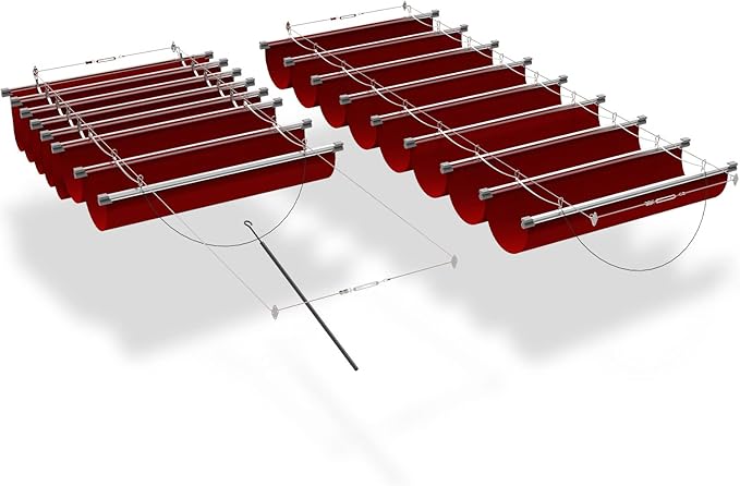 ECOOPTS 7'x5' Retractable Waterproof Wave Sun Shade Canopy Pergola Cover Shade Sail Awning for Outdoor Patio Porch Garden Deck Backyard (Red)