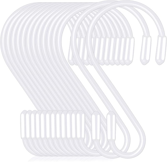 20 Pack 3.15 Inch S Hooks Stainless Steel Hanging Hooks Heavy Duty S Hooks for Hanging Kitchenware, Pots, Pans, Plants, Clothes, Towels in Kitchen, Bathroom, Closet, Garden (White)
