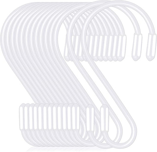 20 Pack 3.15 Inch S Hooks Stainless Steel Hanging Hooks Heavy Duty S Hooks for Hanging Kitchenware, Pots, Pans, Plants, Clothes, Towels in Kitchen, Bathroom, Closet, Garden (White)