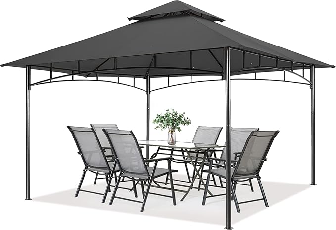MASTERCANOPY Outdoor Garden Gazebo for Patios with Stable Steel Frame (10x12, Dark Gray)