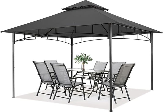 MASTERCANOPY Outdoor Garden Gazebo for Patios with Stable Steel Frame (10x12, Dark Gray)