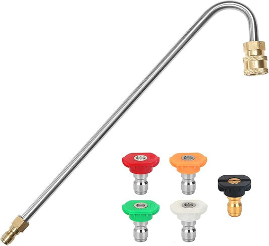 STYDDI Pressure Washer Gutter Cleaner Attachment, Pressure Power Washer Gutter Cleaning with 5 Spray Nozzle Tips, 4000 PSI, 13 Inch, 1/4 Quick Connect