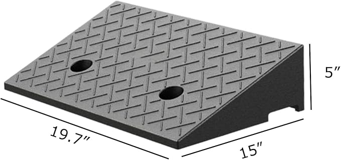 2 Pack 5'' Rise Rubber Curb Ramp Heavy Duty Loading Rubber Curb Ramps 3 Tons Driveway Ramp Car Slope Ramp for Loading Dock Bike Vehicle Warehouse Sidewalk Wheelchair (5" H)