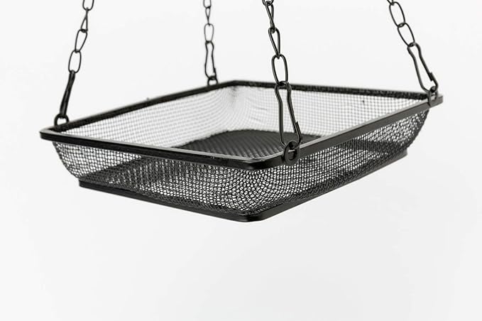 WOSIBO 2 Pack Hanging Bird Feeder Tray, Platform Metal Mesh Seed Tray for Bird Feeders, Outdoor Garden Decoration for Wild Backyard Attracting Birds