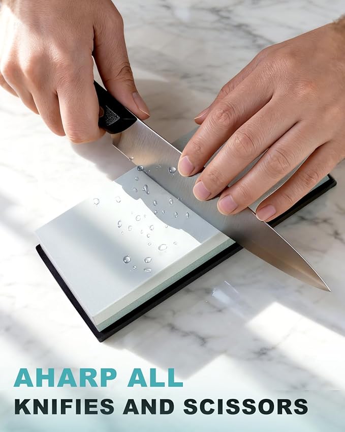 1000/6000 Grit knife Sharpening Stone Dual Sided Whetstone with Non-Slip Rubber Base, Premium knife Sharpener for Kitchen, Hunting, Pocket Knives and Blades