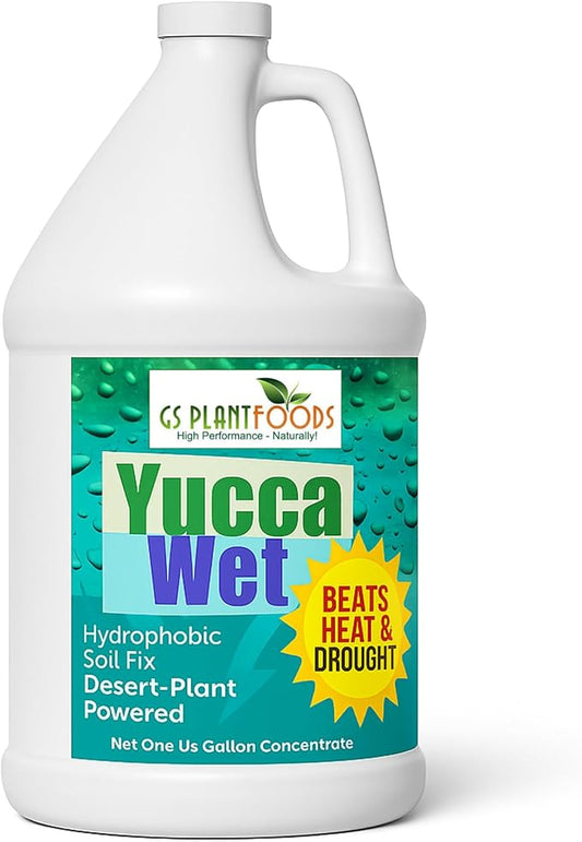 Yucca Wet - Wetting Agent - Surfactant - Liquid Yucca All Natural Extract for Plants, Lawns - Aeration Soil Loosener & Lawn Fertilizer - 1 Gallon Concentrate