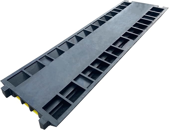 2 Pack Rubber Cable Ramp Hose Cable Protector Ramp 3 Channel 22000Lbs Load Capacity Traffic Speed Bump Wires Power Lines Extension Cord Cover for Indoor Outdoor
