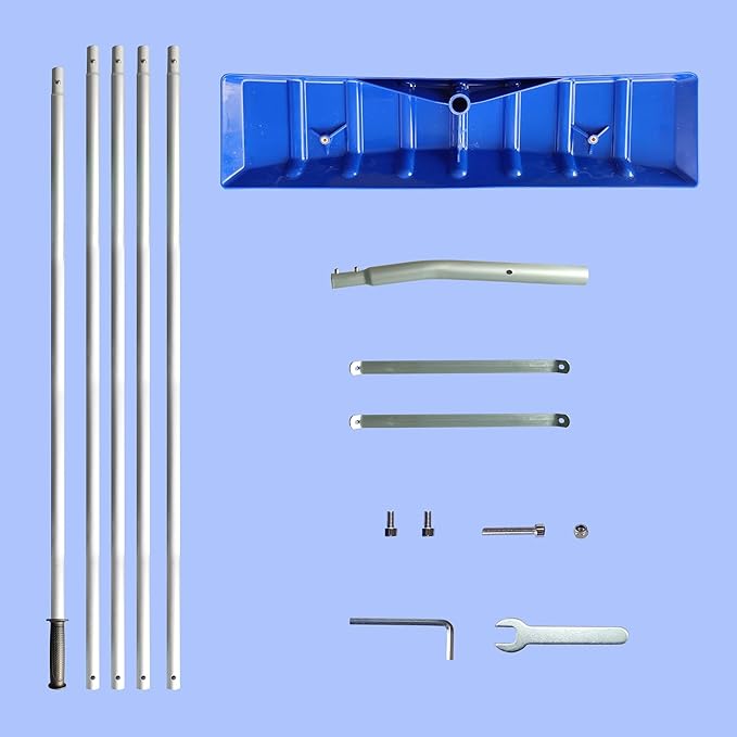 MTB Garden 20 Feet Snow Roof Rake, 25 Inch Blue Poly Blade and Aluminium Handle, Snow Rake Telescoping Snow Removal Tool
