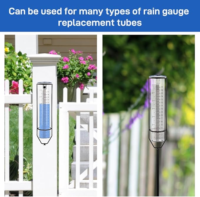 2 Pack Plastic Rain Gauge Replacement Tube with 7 Inch Capacity Freeze Proof Rain Water Gauge for Garden Yard Outdoor