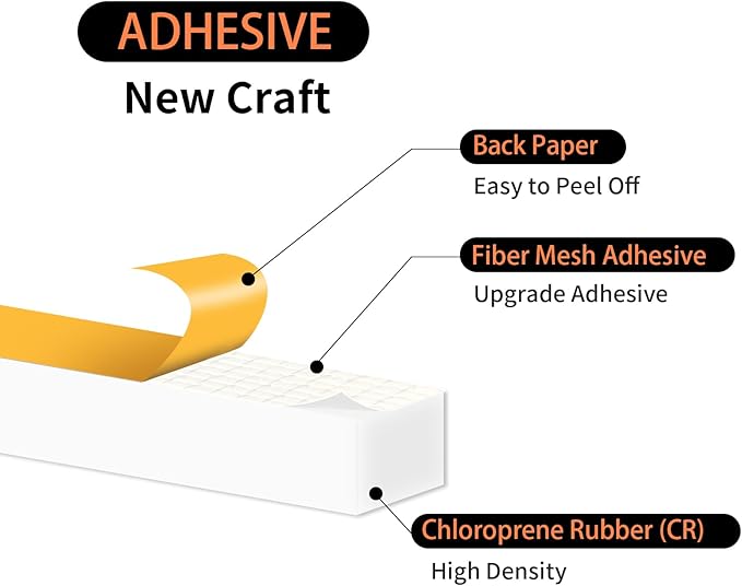 Weather Stripping Door Seal,Weather Stripping,Soundproof,Cold Insulation,High Density CR Foam Insulation Tape for Door,Windows (White, 1/2 in x 3/8 in x 13Ft)