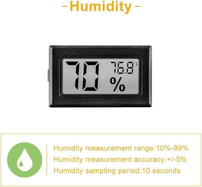 12 Pack Pgzsy Mini Small Digital Electronic Temperature Humidity Meters Gauge Indoor Thermometer Hygrometer LCD Display Fahrenheit (℉) for Humidors, Greenhouse, Garden