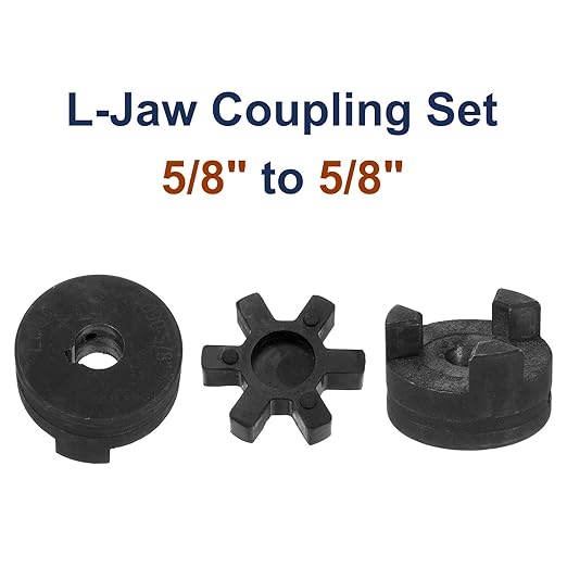uxcell 5/8" to 5/8" L090 Flexible 3-Piece L-Jaw Coupling Coupler Set & Buna-N NBR Rubber Spider for Log Splitter Hybrid Equipment
