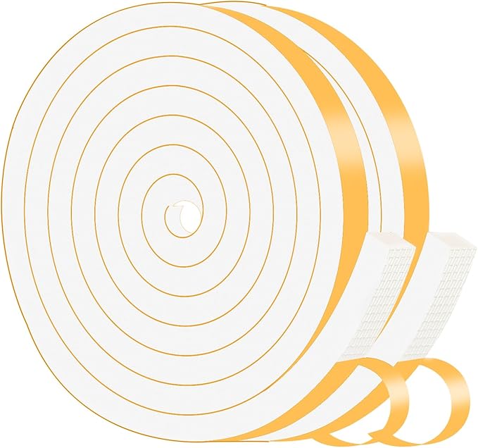 Weather Stripping Door Seal,Weather Stripping,Soundproof,Cold Insulation,High Density CR Foam Insulation Tape for Door,Windows (White, 1/2 in x 3/8 in x 13Ft)